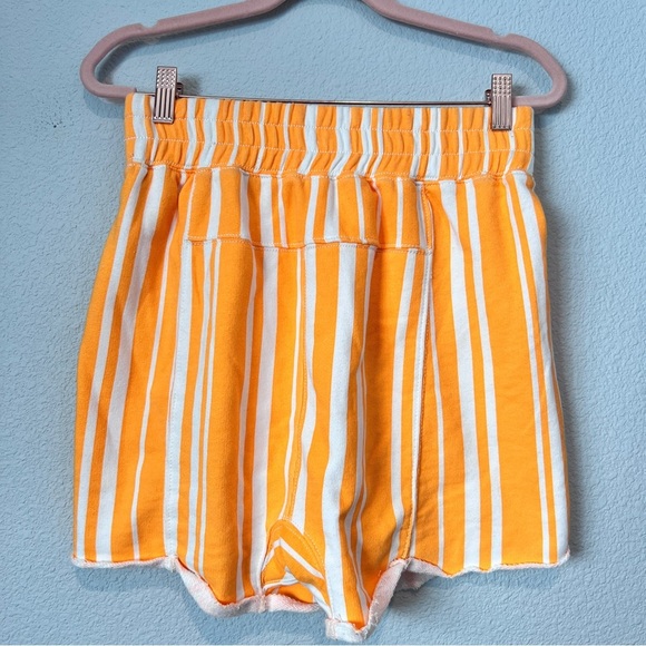 Free People FP Movement All Star Sweat Shorts Newport Stripe Orange White Sz S - Picture 2 of 6